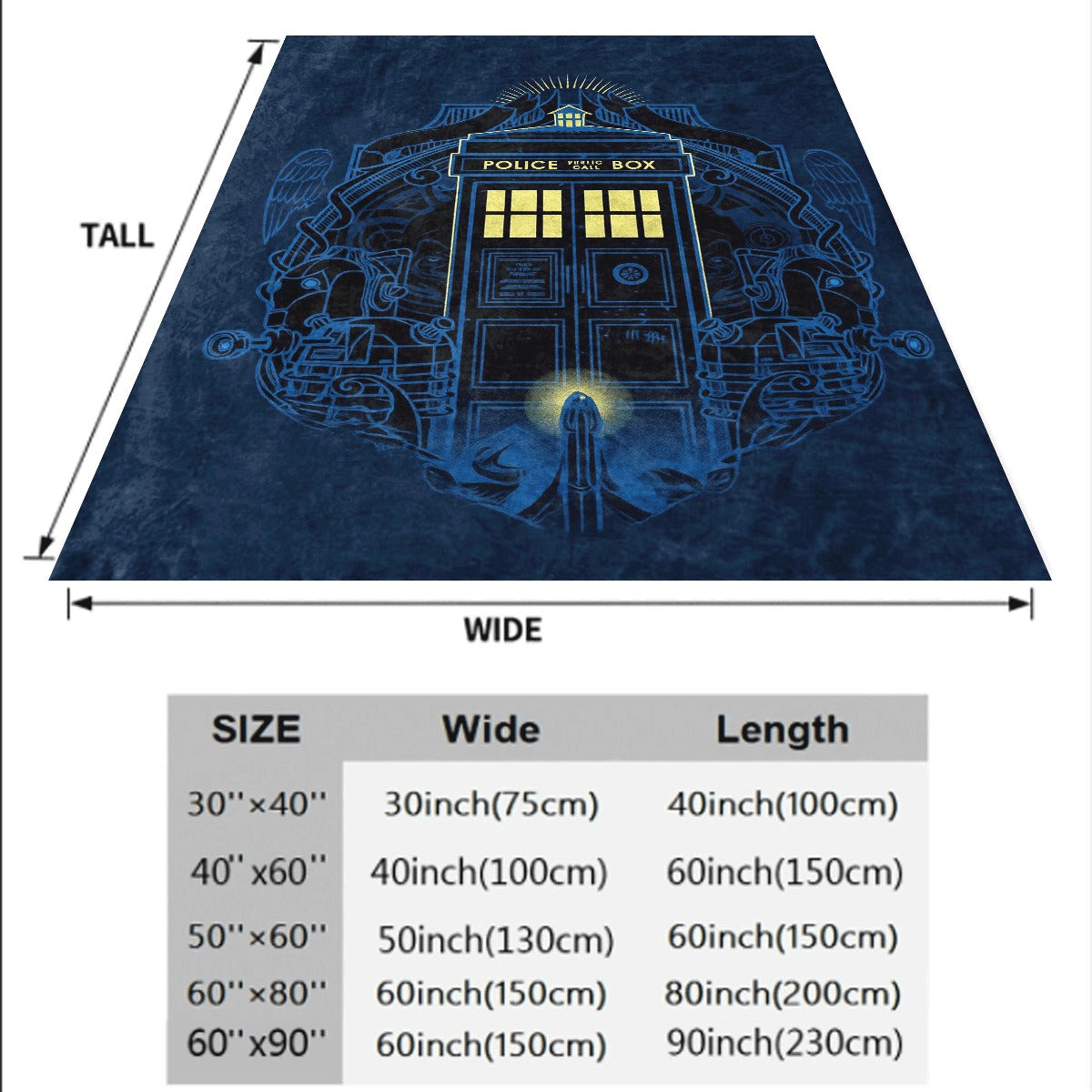 1pc Digital Print TARDIS Art Throw Blanket Soft Flannel Fleece Non- Polyester Fabric Anime Theme Glam Style All-Season Comfort for Sofa Office Camping & Travel Creative Pattern