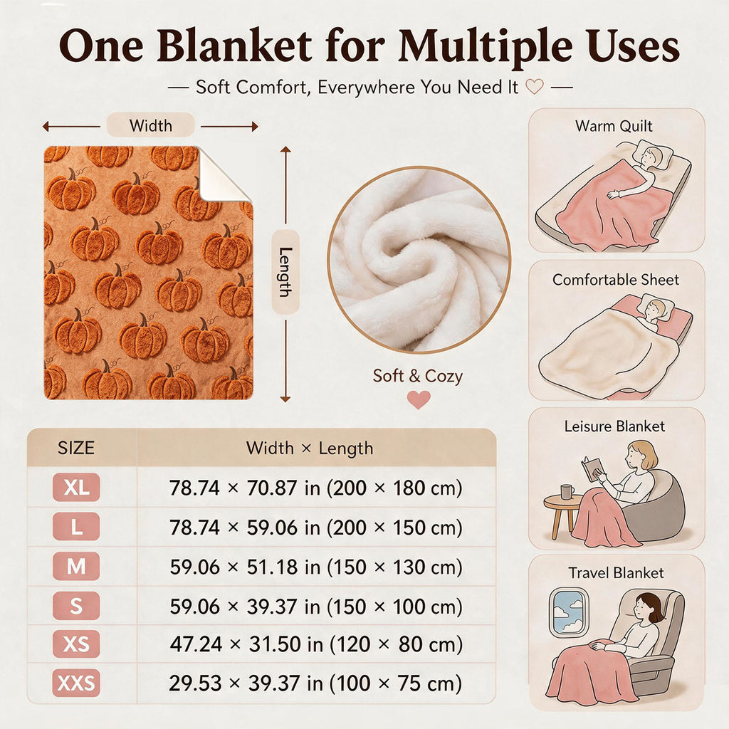 1pc Textured Pumpkin Theme Flannel Blanket - Large Size, Soft, Lightweight, And Warm, Suitable for All Seasons - Perfect for Bed, Sofa, Office, Camping, And Travel - Ideal Choice for Blankets, Perfect Gift for Family, Bedspread, Sofa Blanket
