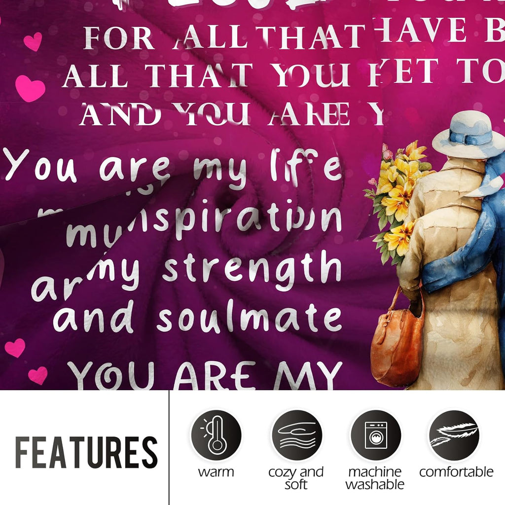 Wife Blanket Gifts for Wife from Husband, Romantic I Love You Wedding for Women Her, to My Wife Throw Blanket Christmas Valentines Birthday Gifts for Her Women Couple 60x50