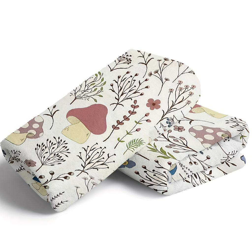 Cozy Mushroom Pattern Flannel Throw Blanket- Soft, Warm& Lightweight for Couch,, Travel, and Office Use- Perfect Gift Idea