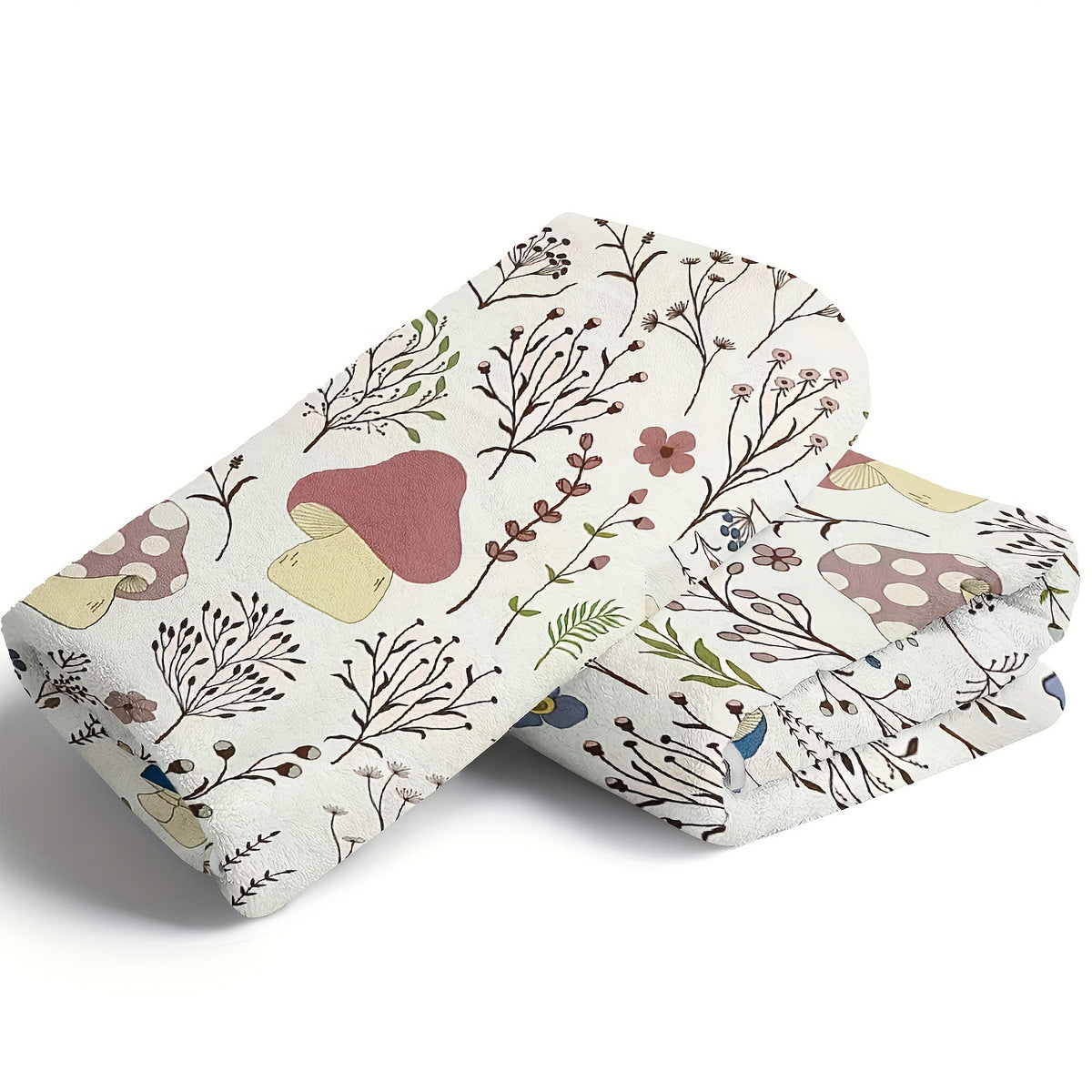 Cozy Mushroom Pattern Flannel Throw Blanket- Soft, Warm& Lightweight for Couch,, Travel, and Office Use- Perfect Gift Idea