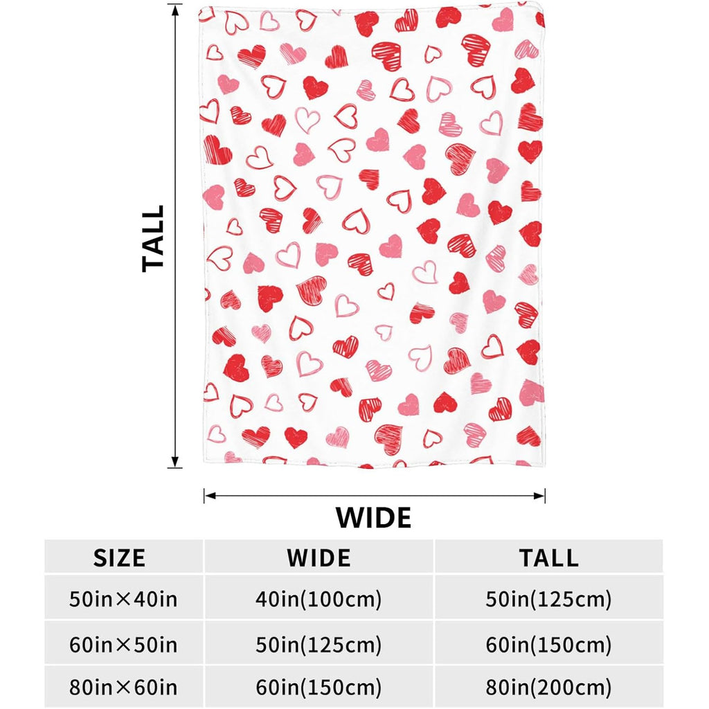 A Cozy And Soft Flannel Throw Blanket Featuring a Valentine'S Day Love Heart Design, Perfect for Your Girlfriend Or Sweetheart. This Lightweight Blanket in Pink And Red Is Ideal for Both The Sofa And Bed