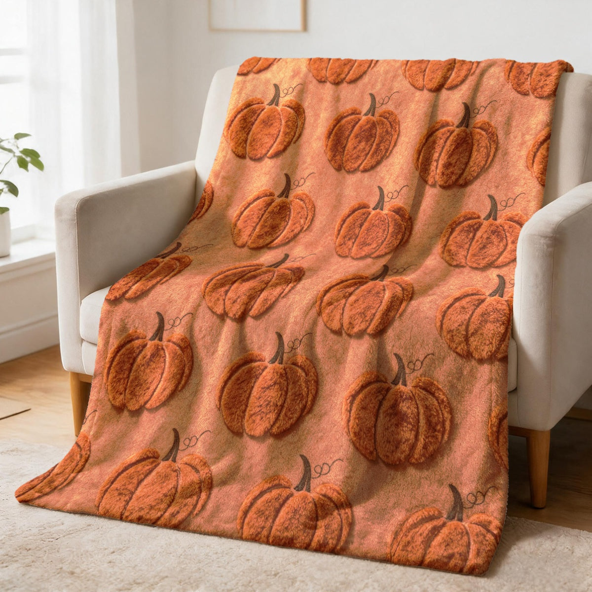 1pc Textured Pumpkin Theme Flannel Blanket - Large Size, Soft, Lightweight, And Warm, Suitable for All Seasons - Perfect for Bed, Sofa, Office, Camping, And Travel - Ideal Choice for Blankets, Perfect Gift for Family, Bedspread, Sofa Blanket