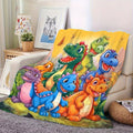 Dinosaur Cartoon Print Flannel Blanket | Hypoallergenic & Machine Washable, 280gsm All-Season Soft Cozy Throw with Vibrant Dinosaur Design (T-Rex, Velociraptor, Stegosaurus) for Bed, Sofa, Living Room - Contemporary Bedding & Room Decor, Adults