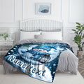 1pc Snowman And Lantern Blue Theme Flannel Oversized Blanket, Winter Holiday Decor Design, Large Plush Throw, Suitable for Festive Home Decoration, Balcony Leisure, Reading Time
