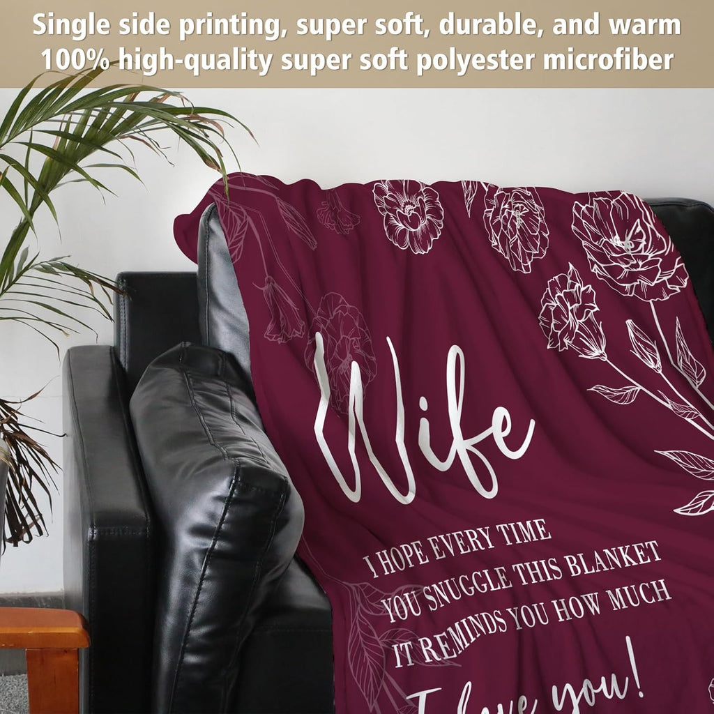 Presents for Your Spouse on Valentine'S Day, Birthday Gift Suggestions from a Husband, Anniversary Gifts for Her, And a Romantic Wedding Blanket for Your Wife Measuring 60 X 50, in Burgundy