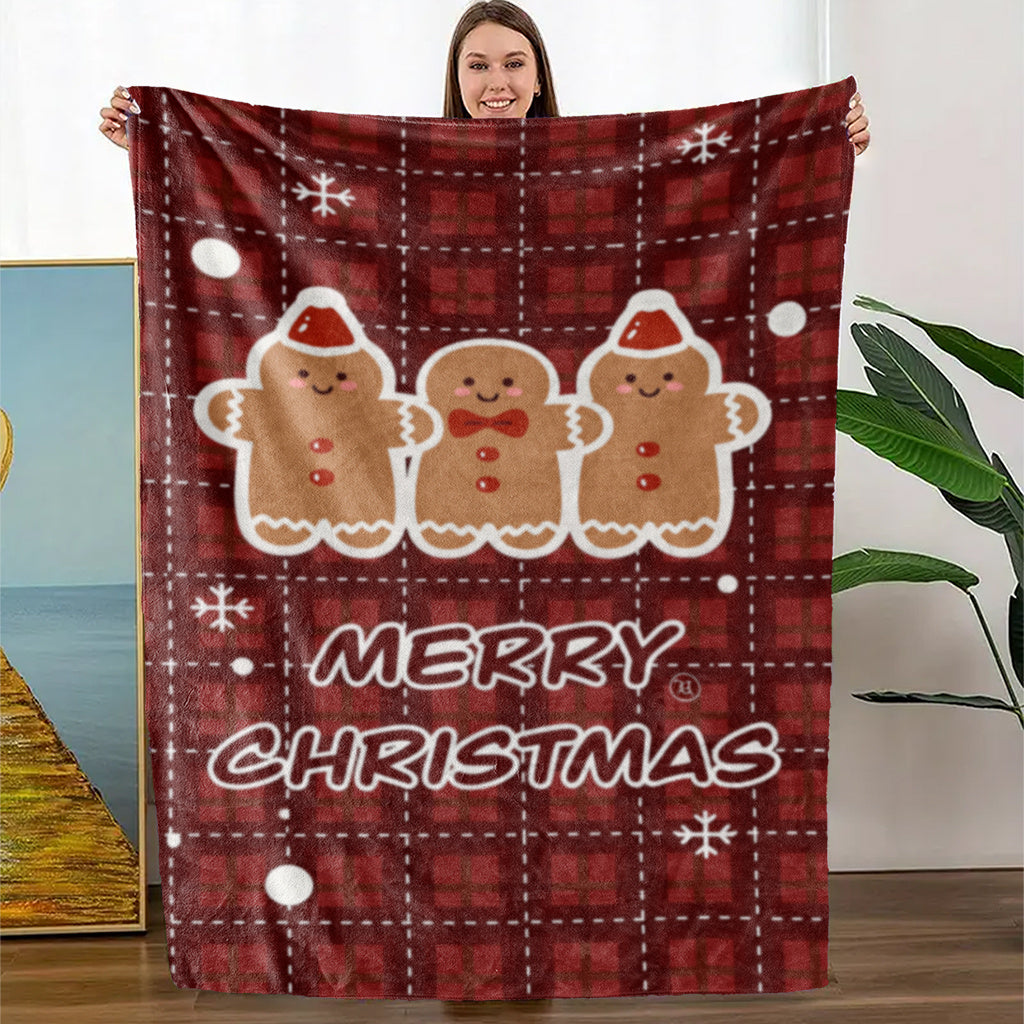 1pc Gingerbread Pattern Blanket, Christmas-themed Printed Design, Full-body Blanket, Soft Flannel Plush Surface, Lightweight and Durable, Multiple Sizes Available, Suitable for Christmas Decoration, Living Room Relaxation, Bedroom Warmth, and Festive