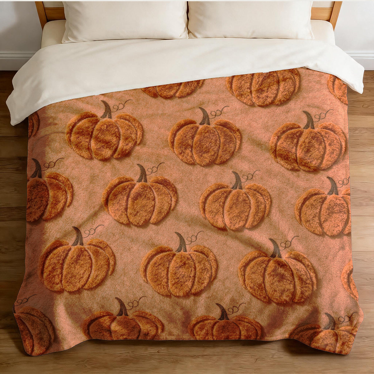 1pc Textured Pumpkin Theme Flannel Blanket - Large Size, Soft, Lightweight, And Warm, Suitable for All Seasons - Perfect for Bed, Sofa, Office, Camping, And Travel - Ideal Choice for Blankets, Perfect Gift for Family, Bedspread, Sofa Blanket