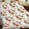 1pc Halloween Pumpkin Ghost Print Blanket, Autumn Theme Throw, Ultra-Warm Soft Comfortable Fleece Blanket, Multi-Size Available, Suitable for Bedroom, Living Room, Sofa, Balcony
