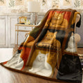 1pc Soft Brushed Flannel Cat Paws & Tabby Cat Spread All-Season Cozy Spread Suitable for Sofa Cute Kitten Print Gift for Cat Lovers 100% Fiber Warmth