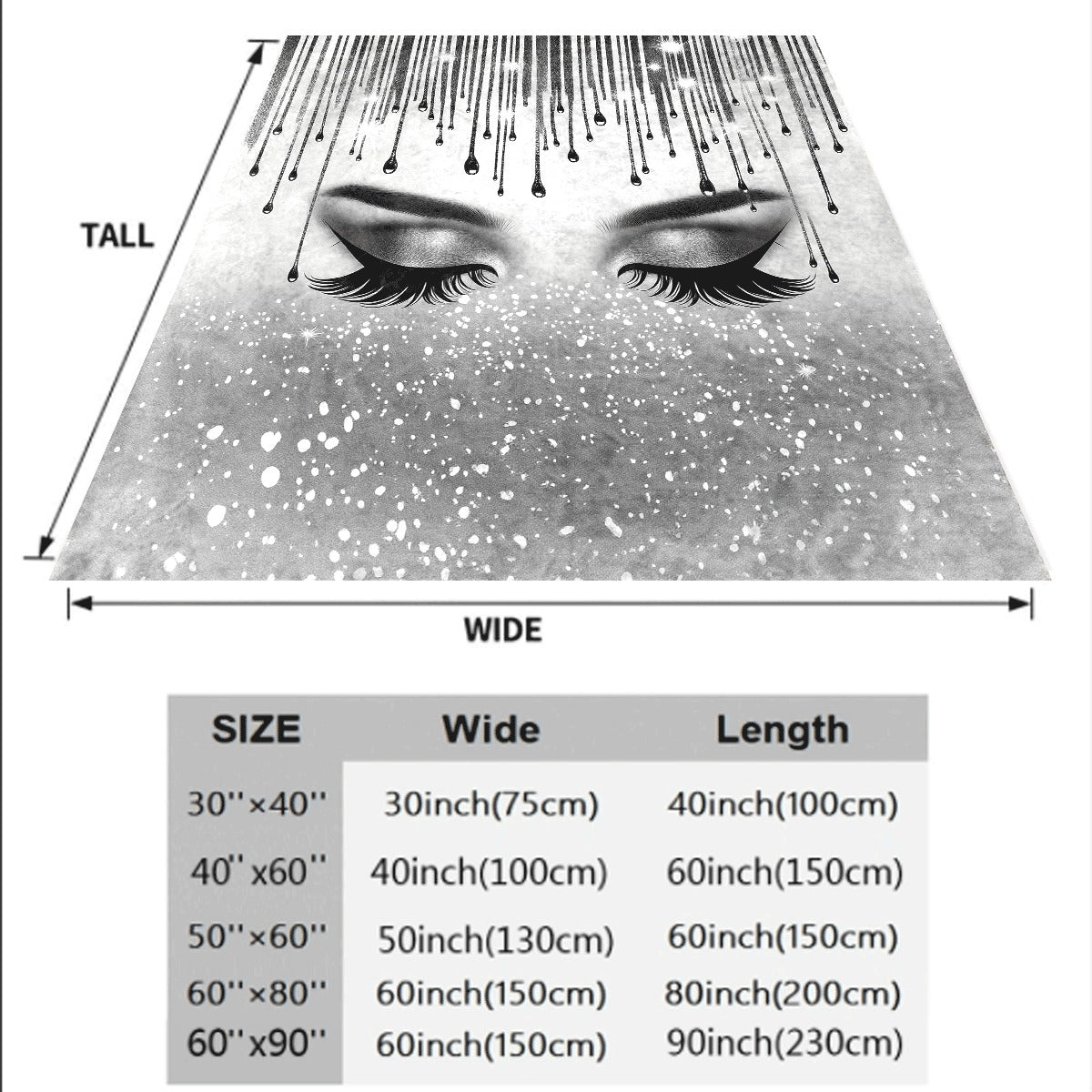 Fluffy Blanket, Shiny Silvery Eyelashes Print White Throw Blanket, Barefoot Bream Blanket, for Sofa Living Room Room Decoration, Winter Warm Blanket, 1pc