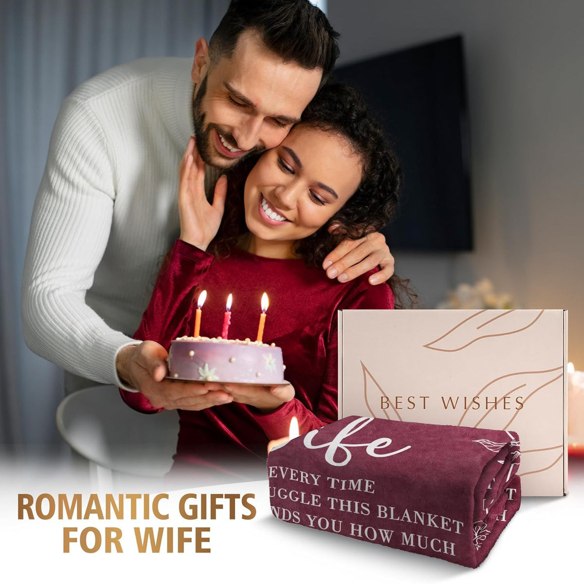 Presents for Your Spouse on Valentine'S Day, Birthday Gift Suggestions from a Husband, Anniversary Gifts for Her, And a Romantic Wedding Blanket for Your Wife Measuring 60 X 50, in Burgundy