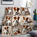 1pc Jack Russell Terrier Pattern Flannel Blanket, Soft Comfortable Warm, Beige And Brown Design, Durable Plush, All-Season Bed Blanket, Warm Cover, Multiple Sizes Available, Suitable for Living Room Sofa, Bedroom Bed, Reading Corner, Leisure Time