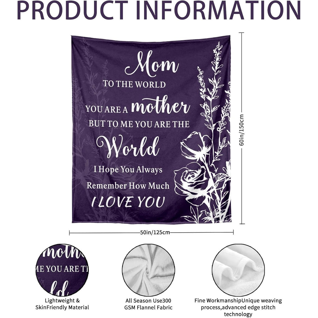 Gifts for Mom'S Birthday, a Christmas Blanket from Her, a Cozy Blanket for My Mother, The Perfect Gift for The Best Mom Ever, a Present for Mother'S Day Or Valentine'S Day, a Soft Flannel Throw for The Couch Or Measuring 50X60