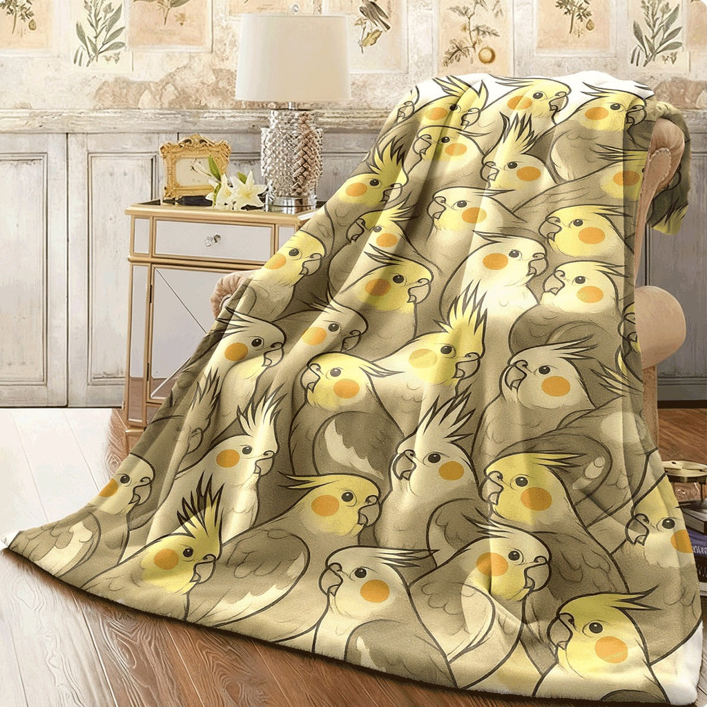1pc Roosteratiels Galore Flannel Blanket Soft Warm All-Seedion Throw with Roosteratiel Birds in Yellow Grey White Black Brown Beige Cozy Sofa Camping & Travel Companion Machine W