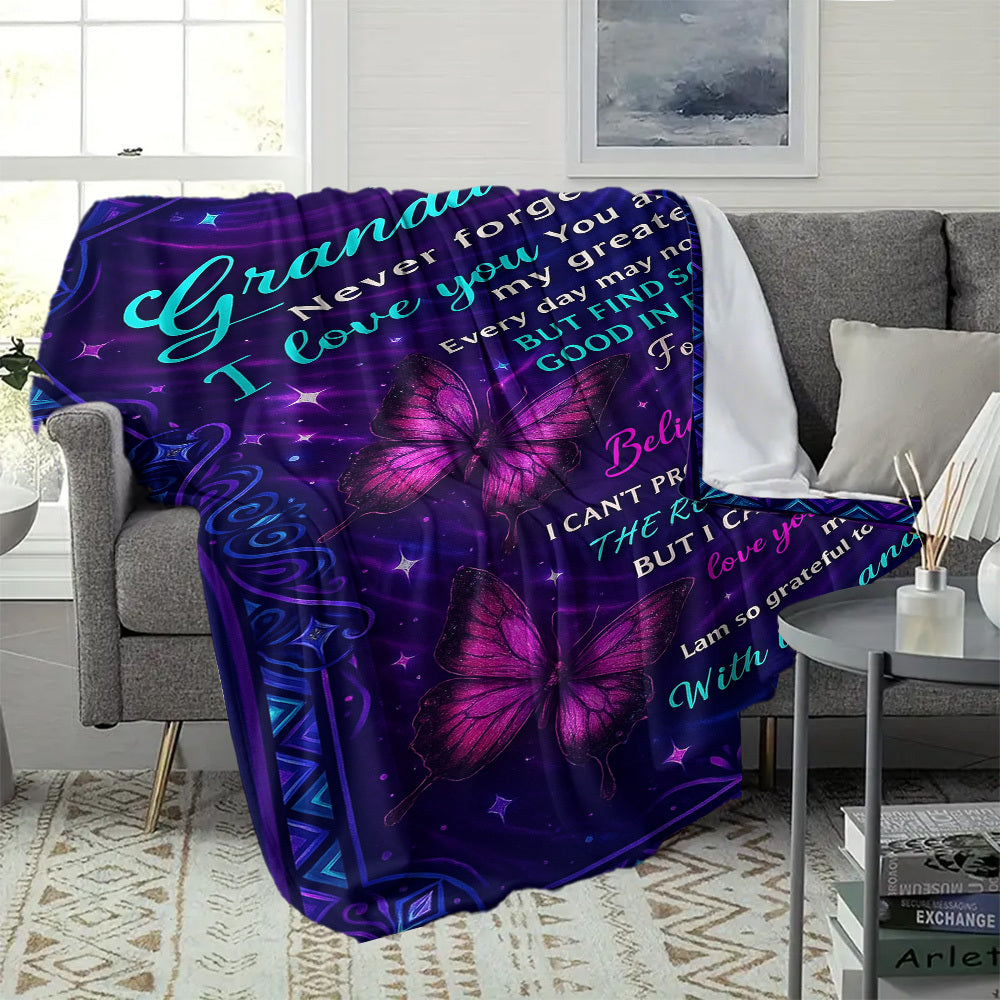 1pc for Granddaughter Gift Blanket - Soft Flannel with Printed & Quotes, Suitable for Birthdays, Christmas, Encouragement Gift for,
