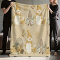 1pc Christmas Snowman And Bell Pattern Flannel Blanket, Soft Comfortable Warm, Beige Design, All-Season Blanket, Warm Cover, Multiple Sizes Available, Suitable for Living Room Sofa, Bedroom, Reading Area, Rest Area, And Leisure Area