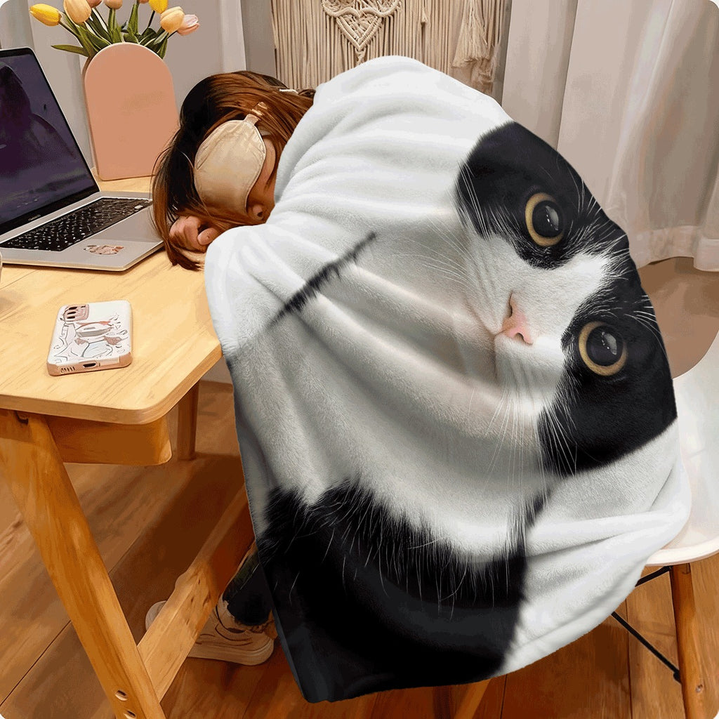 1pc Adorable Cow Cat Flannel Blanket Super Soft Light Beige-Warming Throw with Cute Cat Print All-Season Cozy Blanket for Couch And Home Decor Perfect Gift for Cat Lovers Cat Blanket