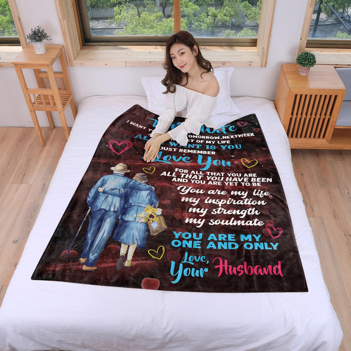 A Romantic Throw Blanket for My Wife, Perfect As a Wedding Anniversary Gift, Birthday Present, Or for Christmas And Mother'S Day
