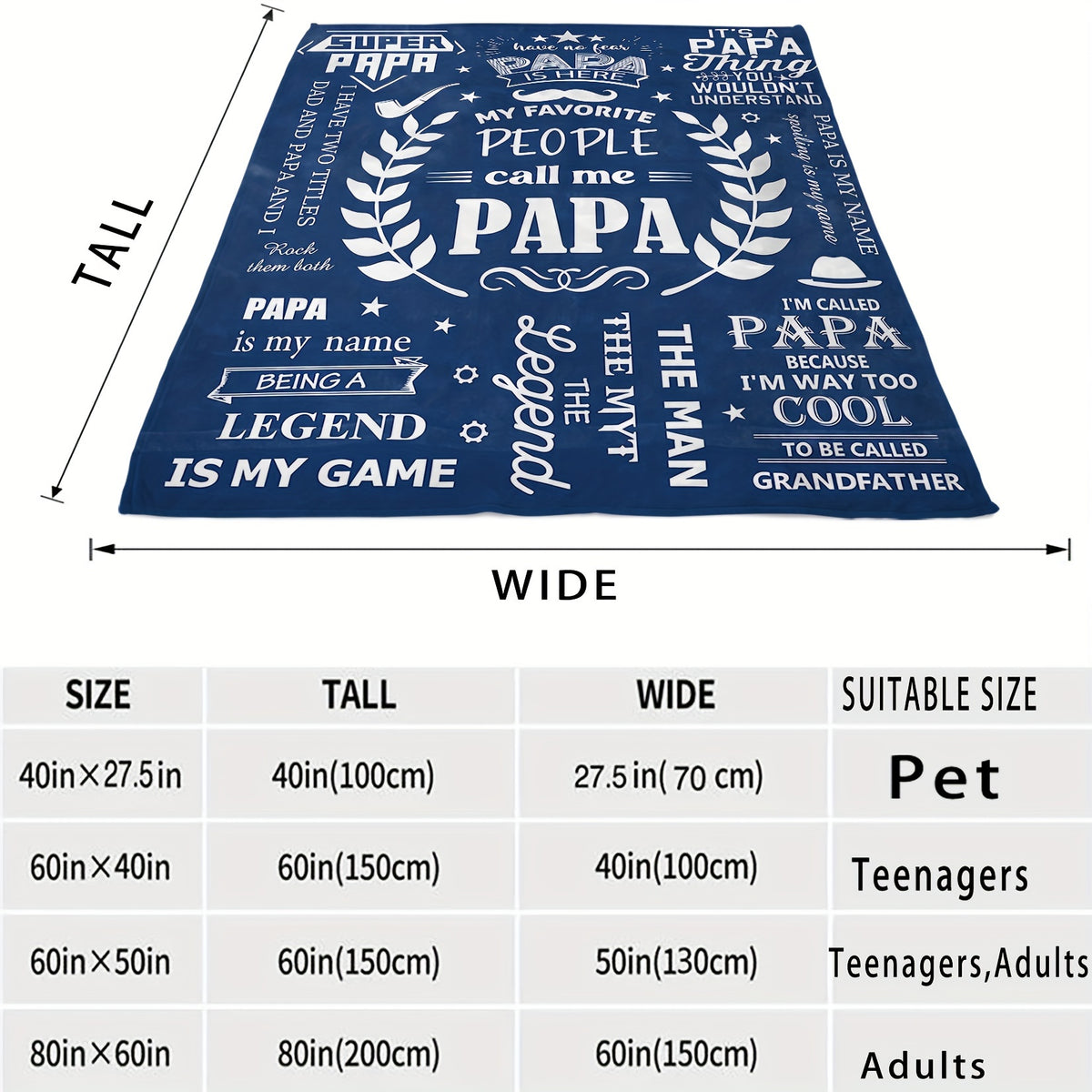 World'S Best Dad- Flannel Throw Blanket| Perfect Gift for Papa on Father'S Day, Birthday& More| Soft, Warm& Cozy| Machine Washable| Blue