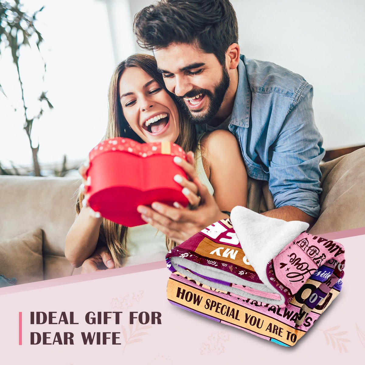 Gifts for Wife from Husbend- Anniversary Wedding Gifts for Women- Best Wife Birthday Gift Ideas- Christmas Mothers Valentines Day Romantic I Love You Gift for Her- to My Wife's Blanket 60x80