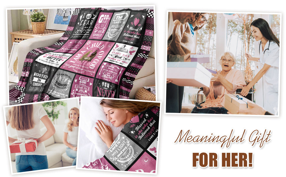 Pink Throw Blanket Gifts for Women 60x50 Christian I Am a Child of God, Mom Birthday Gift from Daught, Inspirational Get Well Blanket, Bible Verse Feel Better Sympathy Merch for Sick Friend, Sister