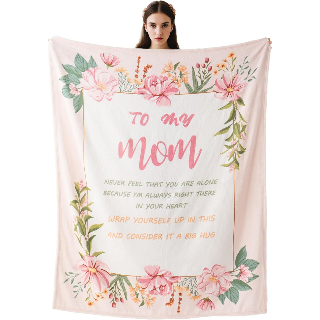 Battilo to My Mom Blanket Gift from Daughter Son, Unique Birthday Gifts for Mom Wife, Mother Birthday Present, Super Soft Flannel Throw Blankets for Bed Couch Mom Day(50 X 60in)