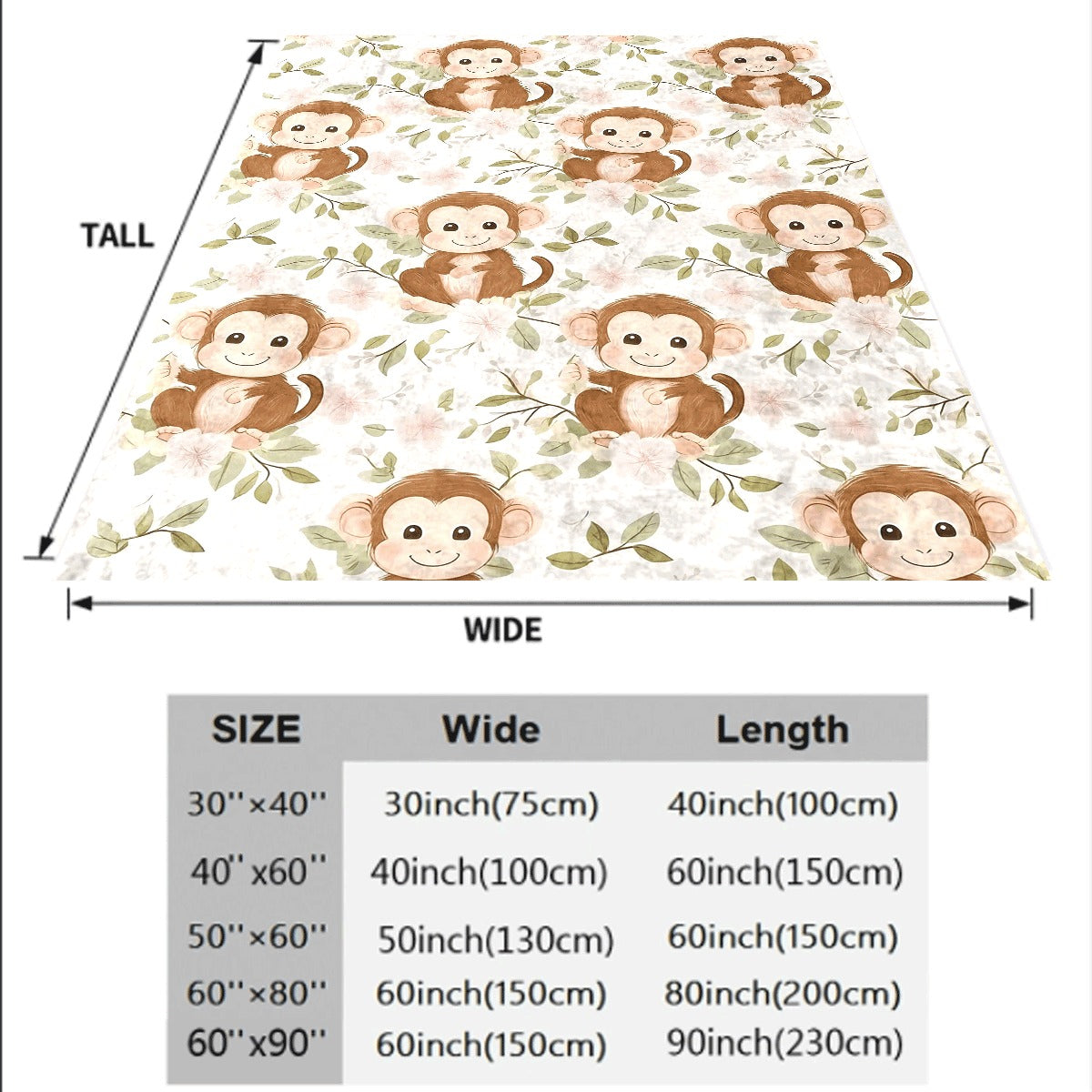 1pc Adorable Monkey And Floral Design Soft Small Blanket, Air Conditioning Blanket, Flannel Dormitory Office Nap Blanket, Printed Fleece Blanket, Gift Blanket for Friends, Hot-Selling Printed Flannel