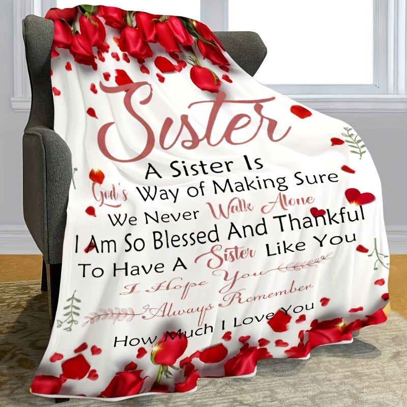 Soft & Warm Sisterly Love Flannel Blanket - Perfect for Couch,, Travel - Allergy-Friendly