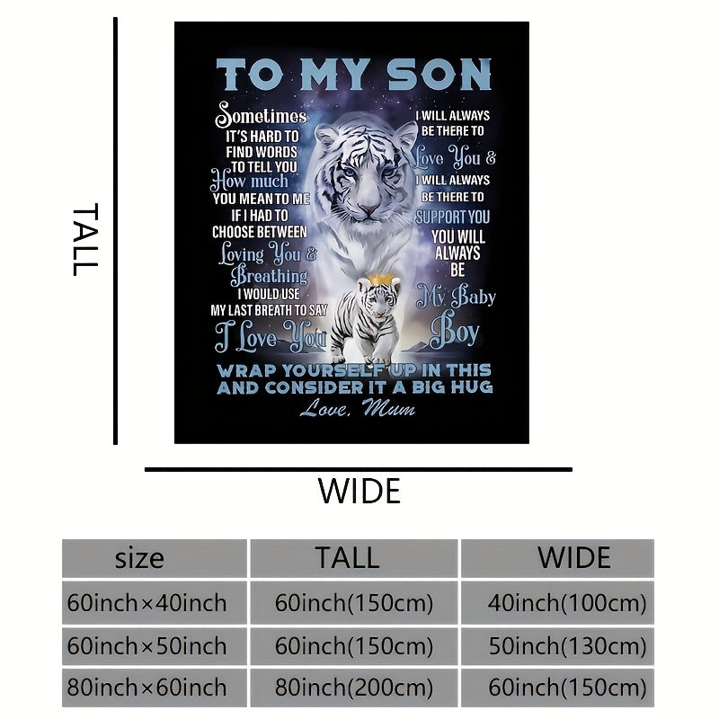 1pc Soft Tiger Print Flannel Blanket, Warm and Comfortable Mom Blanket for Sofa Bed