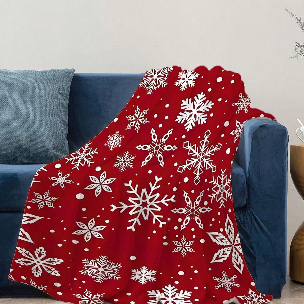 Cozy And Soft Christmas Blanket Featuring Snowflakes, Lightweight Yet Warm, Suitable for All Seasons, Perfect for Beds And Sofas, Weighing 280Gsm