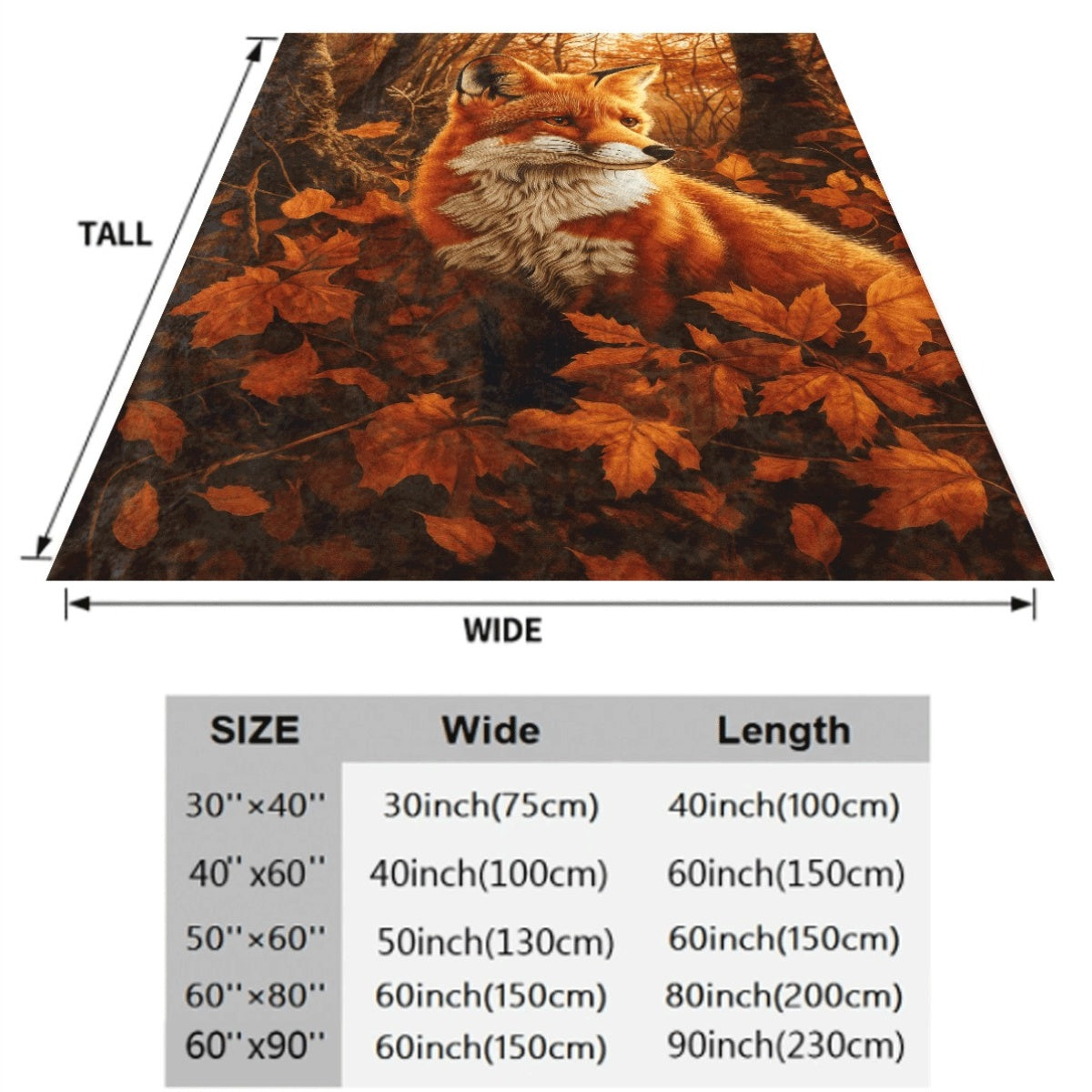 1pc Fox in Autumn Leaves Throw Blanket Realistic Fox And Fall Foliage HD Digital Print Soft Lightweight Flannel All-Season Blanket for Couch Travel Home Office Cozy Warm Decorative Ac