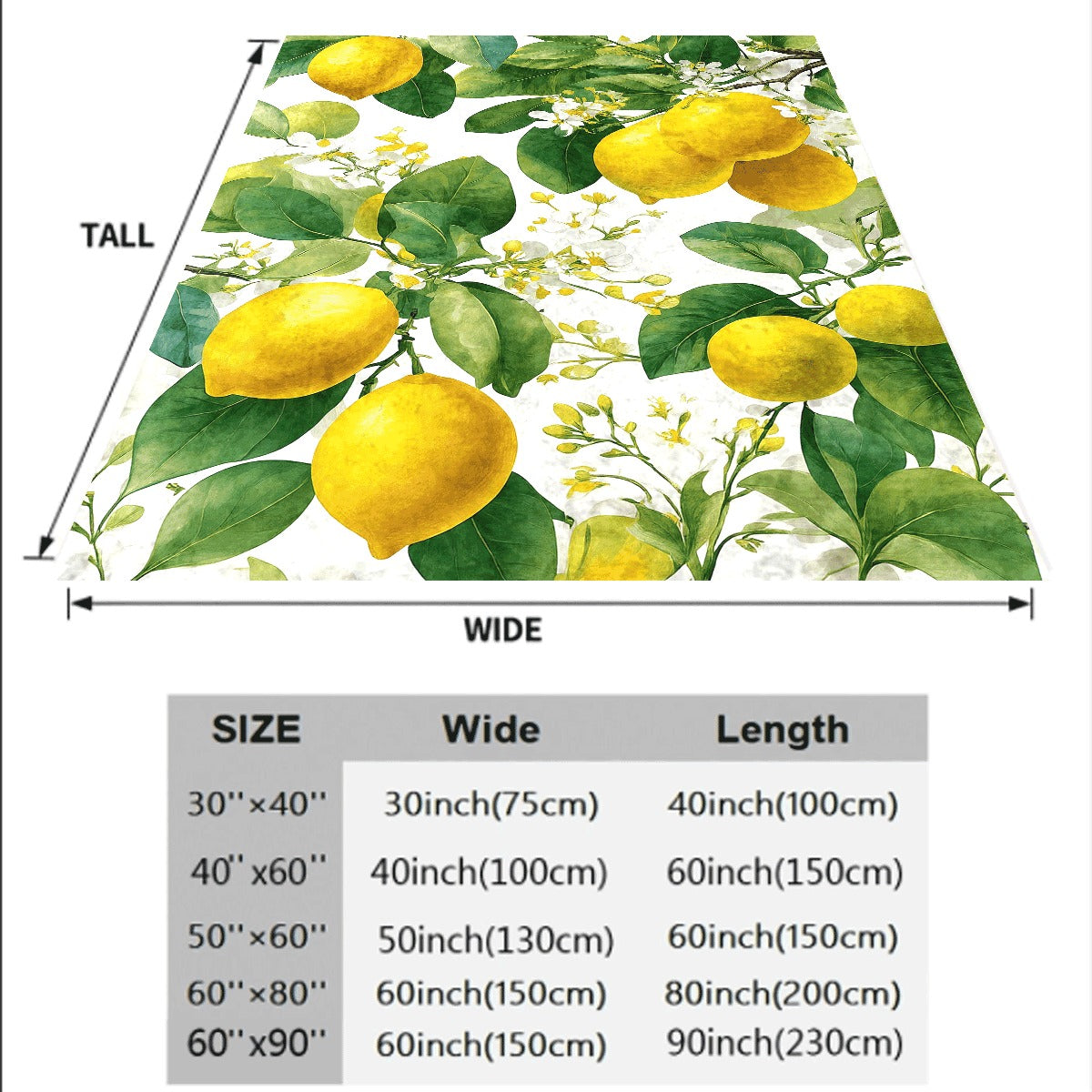 1pc Lemon Blossom And Lemon Slice Digital Print Flannel Blanket Soft Polyester Lightweight All-Season Throw for Sofa Travel Camping Machine Washable Cozy Home Decor Accessory 2D Flat