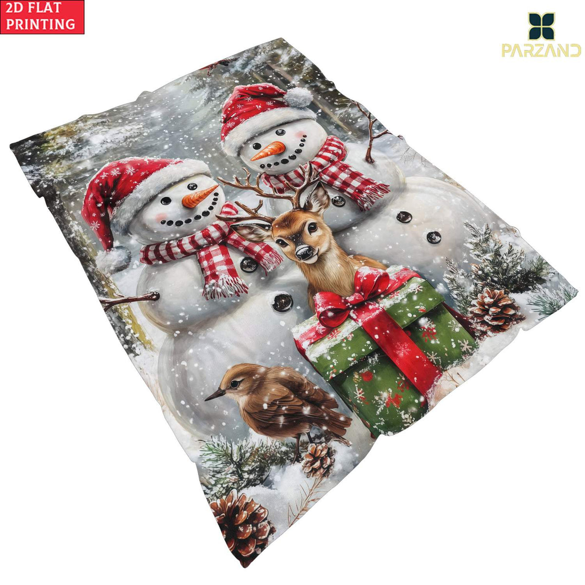 1pc Snowman And Reindeer Christmas Theme Red Blanket, Winter Holiday Decor Design, Large Plush Throw Blanket, Suitable for Weekend Sofa Naps, Home Leisure, Camping