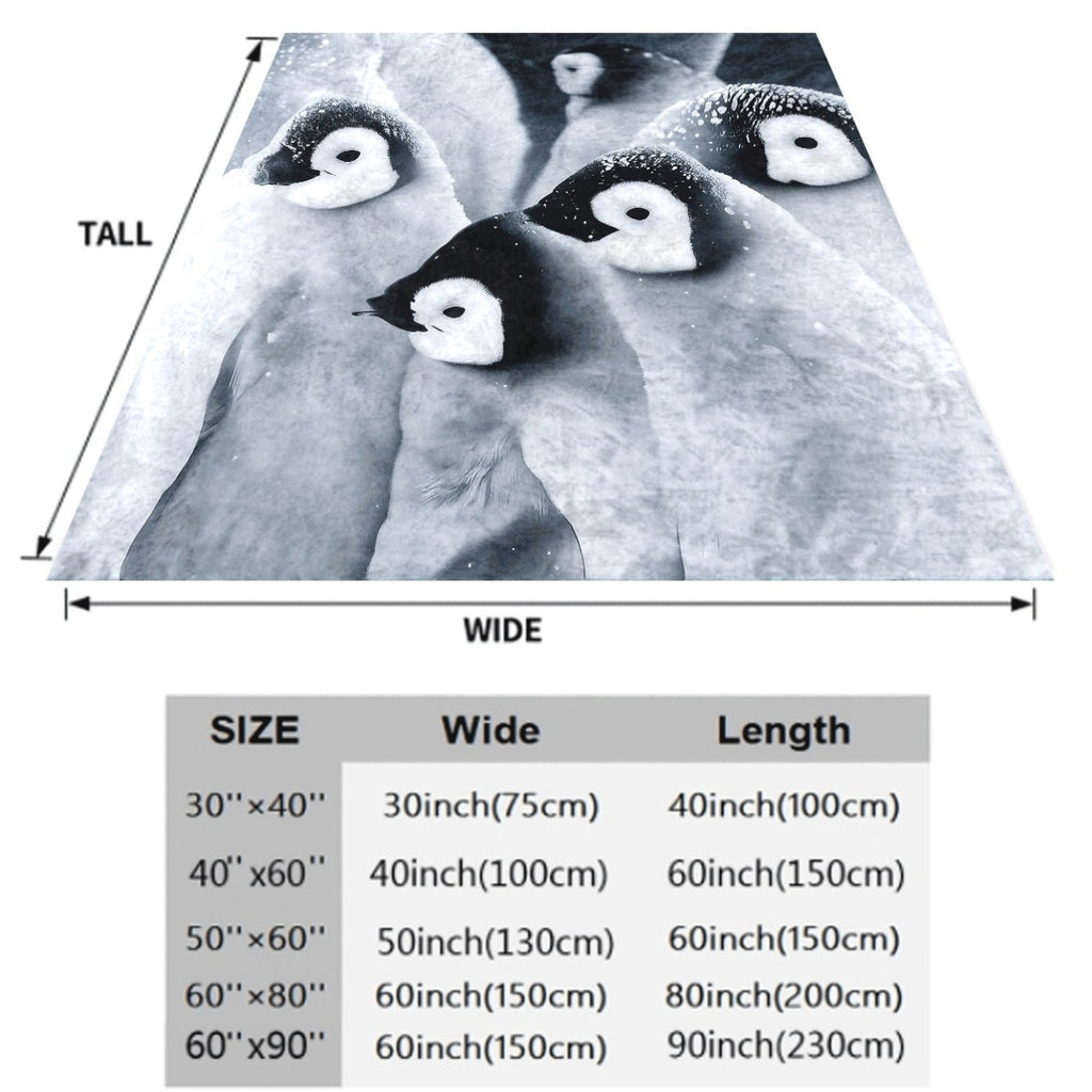 1pc Ultra-Soft Flannel Blanket with Cute Snowy Penguin Print Cozy Warm Throw for Sofa All-Season Comfort Fabric Charming Winter Animal Design for Room Decor Snuggling