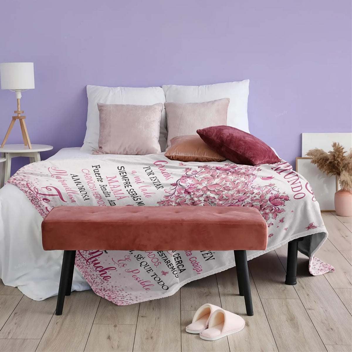 A Cozy Flannel Throw Blanket with a Floral Pattern, Perfect for Gifting to Mom on Birthdays, Christmas, Or Any Occasion. It'S Machine Washable And Ideal from a Son Or Daughter