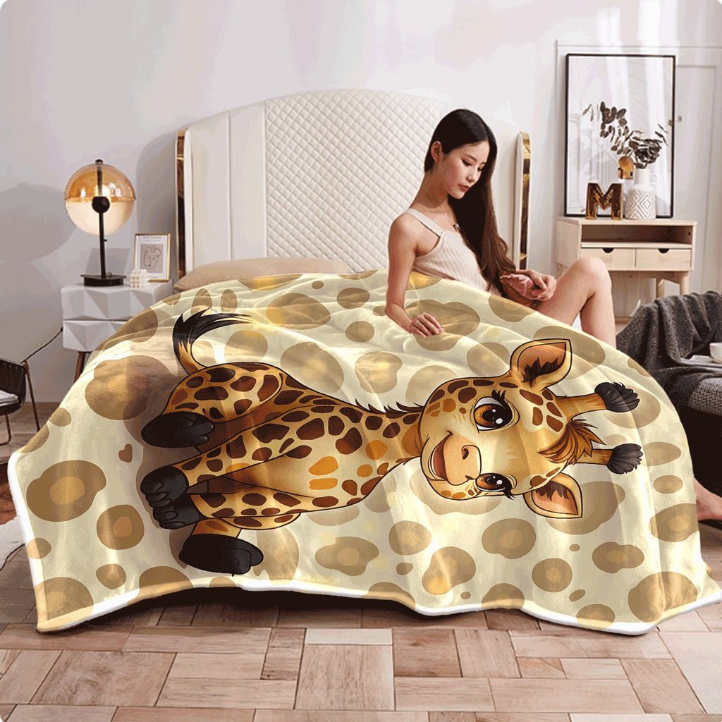 1pc Cozy Spotted Safari Playtime Giraffe Print Throw Blanket Soft Lightweight Flannel, Retro Fantasy Animal Design for Bed, Couch, Camping All-Season Multi-Purpose Gift, Giraffe Blanket, Home