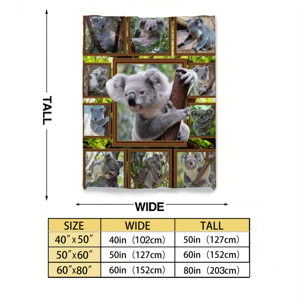 1pc Koala Print Blanket, Soft Flannel Throw Blanket for Bed Couch Chair Fall Winter Camping Living Room Office
