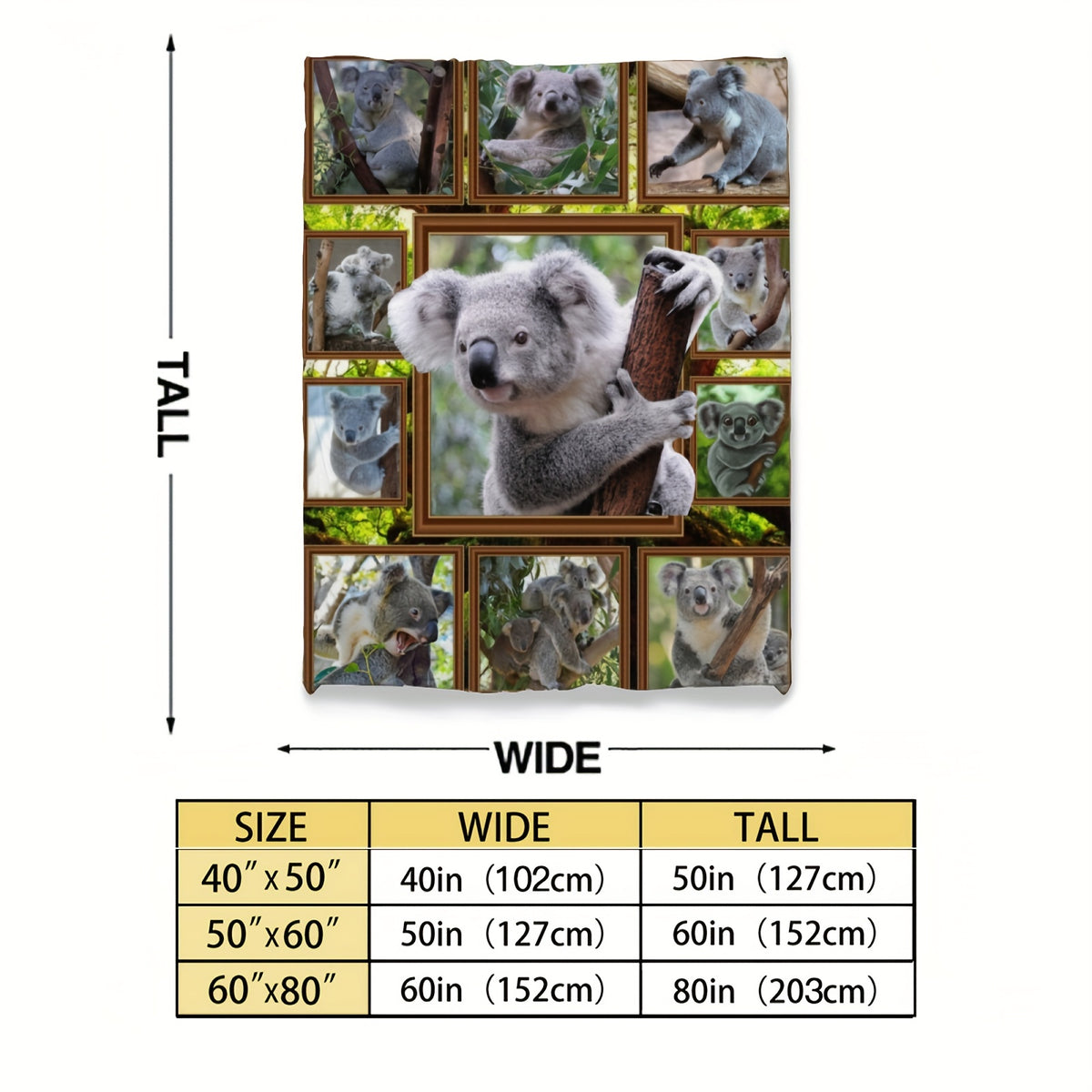 1pc Koala Print Blanket, Soft Flannel Throw Blanket for Bed Couch Chair Fall Winter Camping Living Room Office