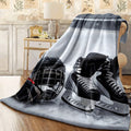1pc Ice Hockey Skate & Puck Print Blanket Soft Cozy Flannel Spread for Men & Women All-Season Couch Sofa Travel Throw Machine Washable Gift for Sports Lovers (Ice Hockey Design)