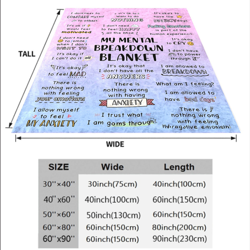 1pc Cozy Pink & Purple Gradient Mental Health Flannel Blanket with Encouraging Quotes, All-Season Soft Throw for Emotional Comfort