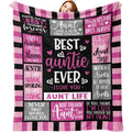 Best Aunt Ever Gifts from Niece Nephew Flannel Throw Blanket, Favorite Auntie Birthday Ideas, Valentines Mothers Day Present for Women, Soft Blankets for Bedding Sofa 50 X 60
