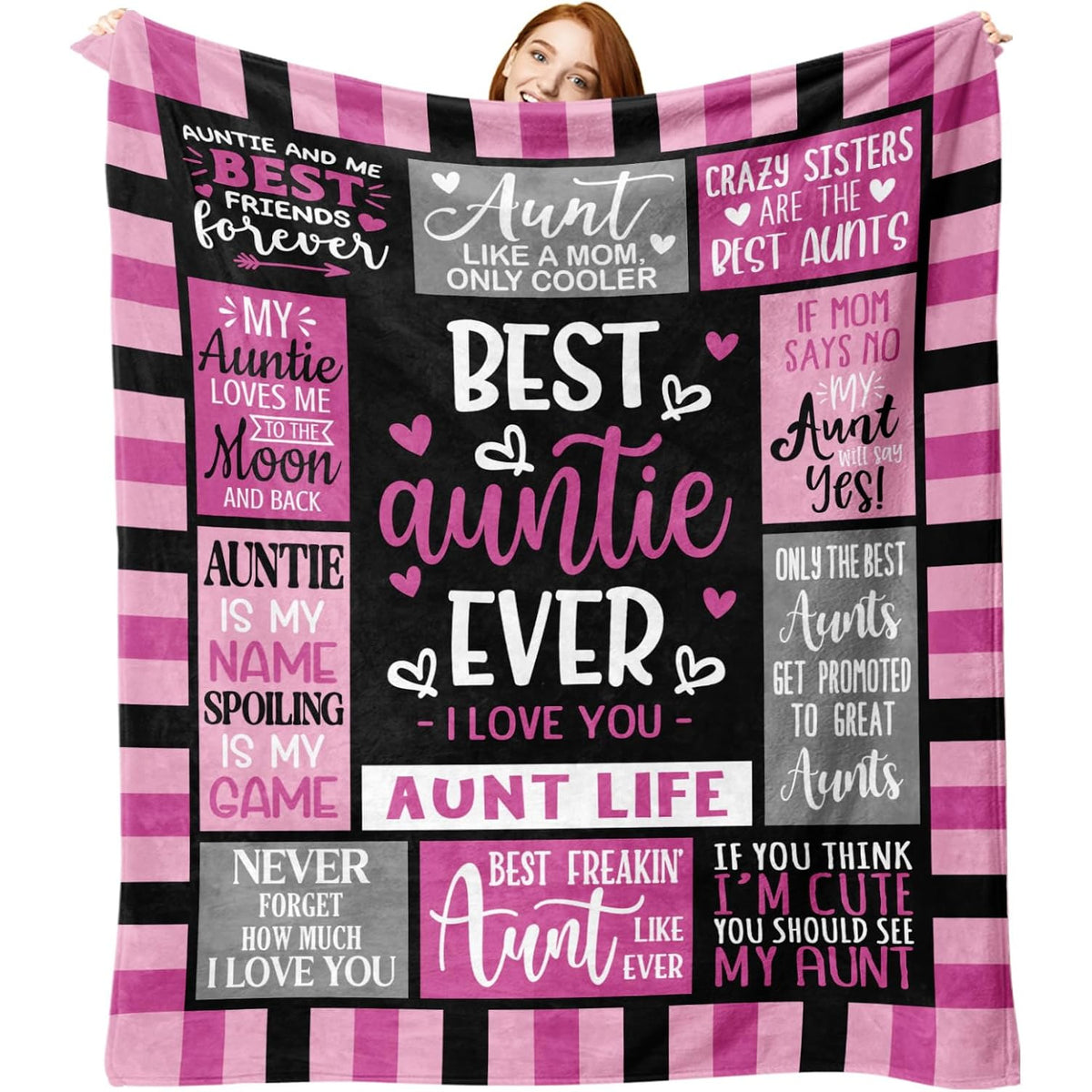 Best Aunt Ever Gifts from Niece Nephew Flannel Throw Blanket, Favorite Auntie Birthday Ideas, Valentines Mothers Day Present for Women, Soft Blankets for Bedding Sofa 50 X 60