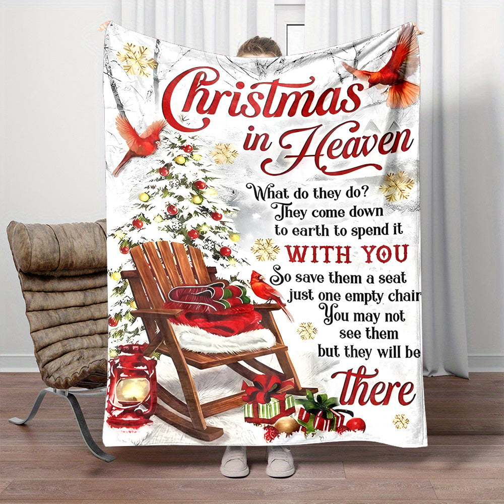 Snowy Christmas Style Pattern Christmas Slogan Pattern Printed All-Season Nap Office Small Blanket Family Blanket Gift for Family And Friends
