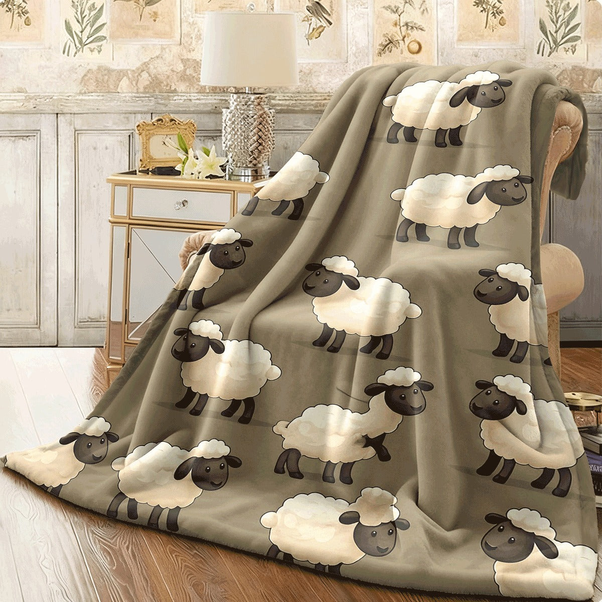 1pc a Cozy Fleece Blanket Featuring a Sheep Design, with a High-Definition Digital Print. It'S Soft, Breathable, Made of 100% Polyester, And Makes an Ideal Gift for Loved Ones