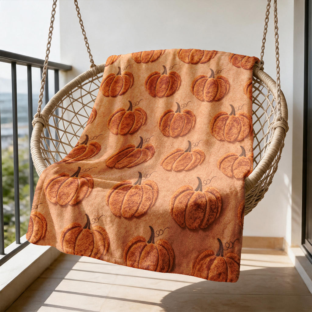1pc Textured Pumpkin Theme Flannel Blanket - Large Size, Soft, Lightweight, And Warm, Suitable for All Seasons - Perfect for Bed, Sofa, Office, Camping, And Travel - Ideal Choice for Blankets, Perfect Gift for Family, Bedspread, Sofa Blanket