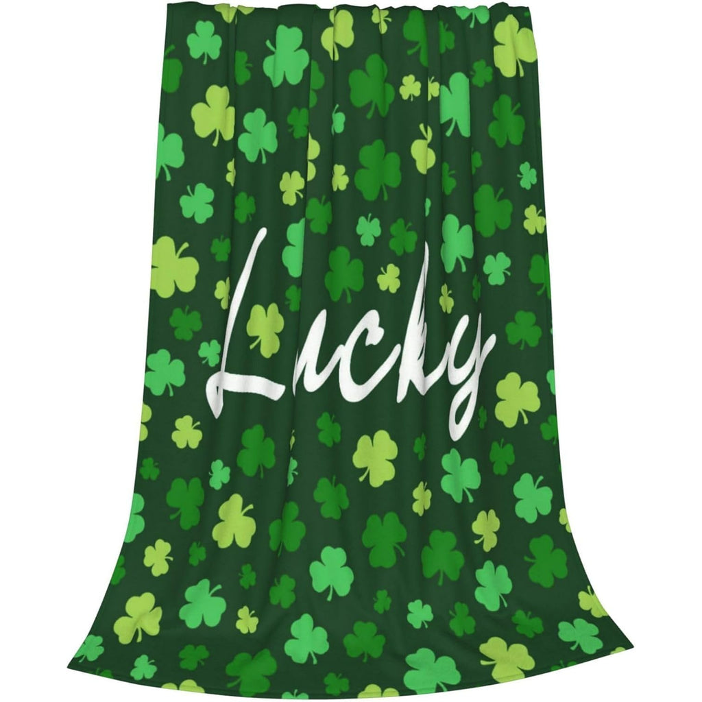A Humorous St. Patrick'S Day Blanket Featuring Lucky Shamrocks, Measuring 50 X 60, Perfect for Decorating Your Couch Or at Home