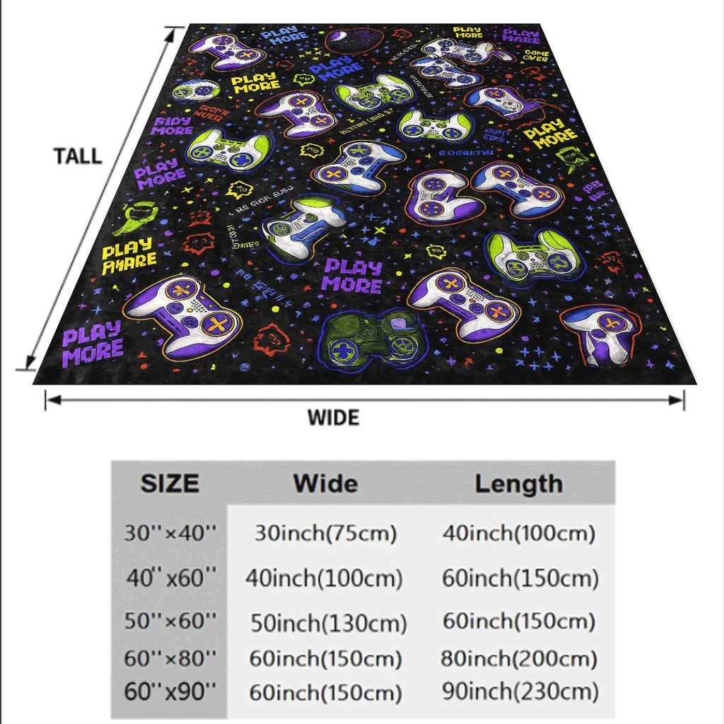 1pc Ultra-Soft Gaming Controller Throw Blanket with PC PS Switch Logo Heavyweight 280gsm Flannel Spread for Couch Travel Machine Washable All-Season Comforter for Gamers & Console Ent