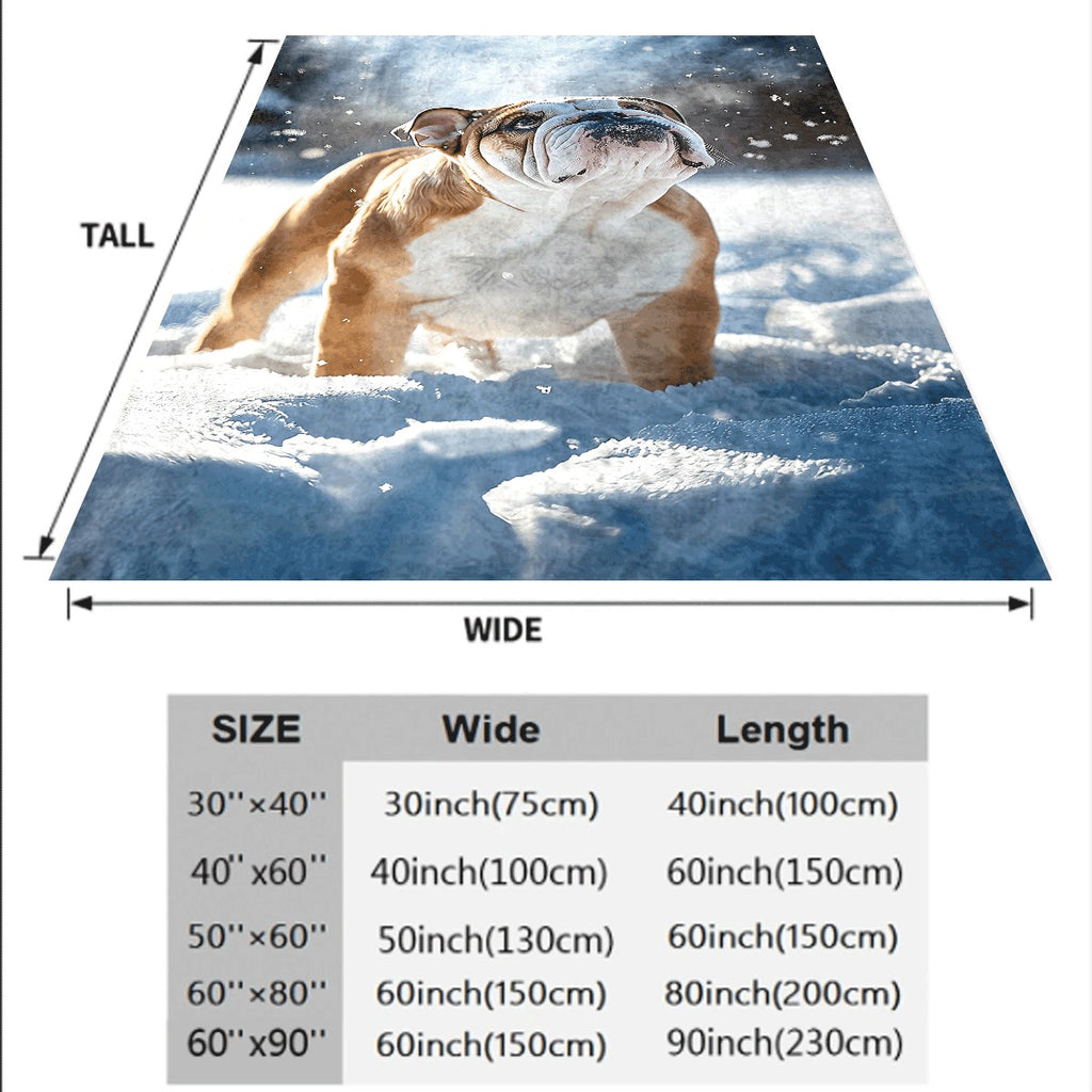 1pc Soft Cozy Blanket Cute English Bulldog in Snow Photo All-Season Pet Lover Home Decor Perfect Gift for Dog Owners Living Room Room Office Throw AH812BYE3436 Dog Blanket Roo