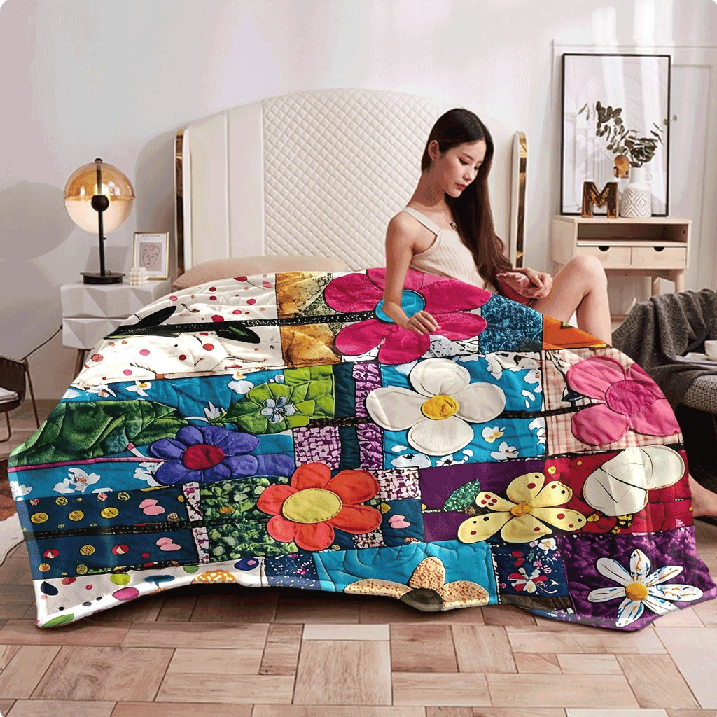 1pc Vintage Floral Patchwork Pattern Printed Design Cozy Flannel Blanket Soft Warm And Versatile Suitable for Sofas S Cars Offices And Camping a Creative Gift Idea for All Seasons Trav